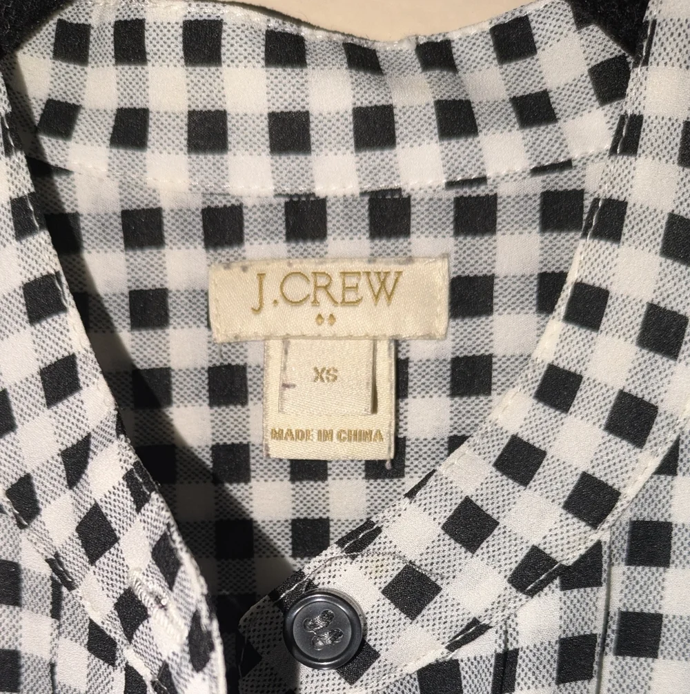 J. Crew Black and White Gingham Shirt